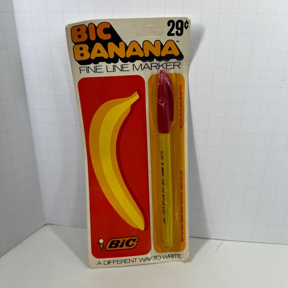 Vintage BIC Banana Fine Line Marker FL-29 Red Ink New Sealed 1970s Retro Pen
